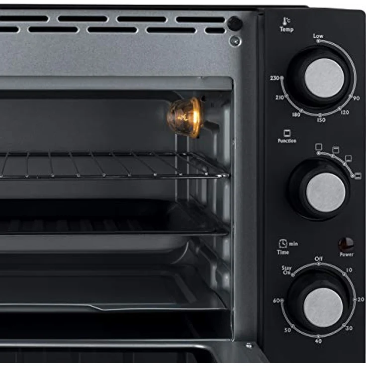 H.Koenig Mini Backofen, 20L, Elektrisch, FO20, Stellbar, Kompakt, Multifunktion, Leistungsstark, 1400W, Programmierbar, 4 Kochstufen, 230°, 60 Min. Timer, Glastür mit Doppelverglasung – Bild 3