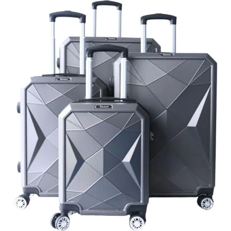 COFI 1453 4 tlg Reisekoffer Hartschale Trolley Set Handgepäck Gepäck Grau