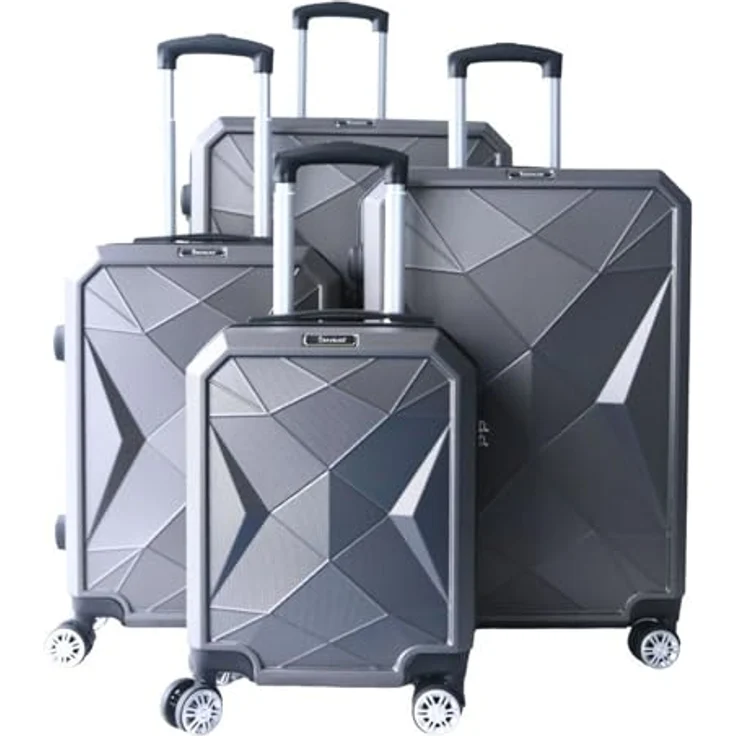 COFI 1453 4 tlg Reisekoffer Hartschale Trolley Set Handgepäck Gepäck Grau – Bild 1