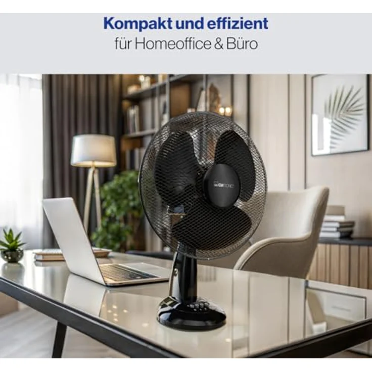 Clatronic VL 3602 Tischventilator 30 cm Durchmesser, oszillierend, 3 Geschwindigkeitsstufen, Neigungswinkel verstellbar, schwarz – Bild 5