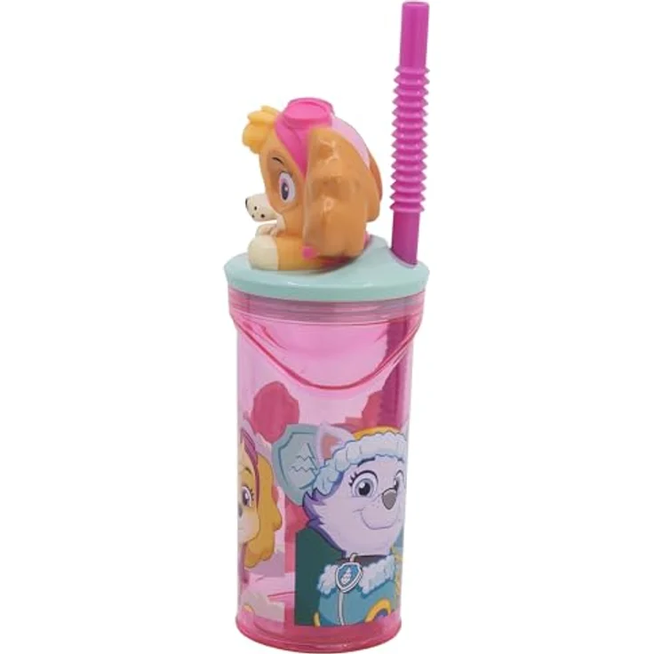 PAW PATROL 3D Trinkflasche Becher Tumbler mit Strohhalm & Figurdeckel, 360 ml – Bild 2