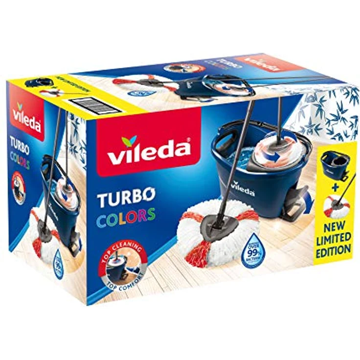 Vileda Turbo EasyWring & Clean Komplett Set blau Wischmop und Eimer mit PowerSchleuder – Bild 2