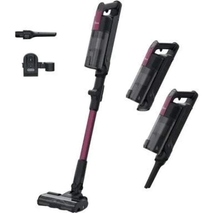 Hoover HF310HX 011, Beutelloser Stabstaubsauger in Magenta, HEPA-Filter, 60 Min. Laufzeit, 3 Leistungsmodi, Flexi-Arm