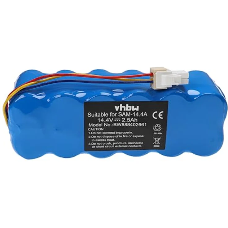 vhbw Akku kompatibel mit Samsung Navibot SR8855, SR8857, SR8875, SR8877, SR8895, SR8895 Silencio, SR8896 Home Cleaner (2500mAh, 14,4V, NiMH) - Leistungsstarker Ersatzakku mit 2500 mAh Kapazität – Bild 1