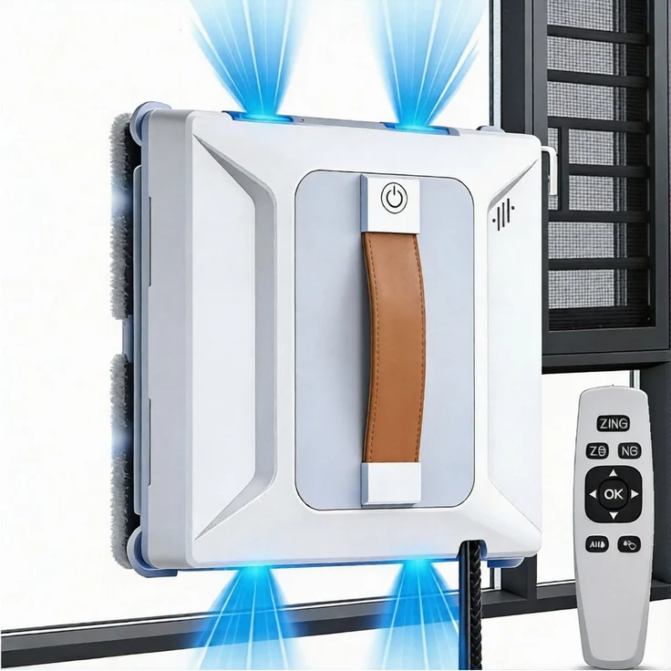 AKKEE Fensterputzroboter 6000PA, Automatischer Fenstersauger mit Fernbedienung, 100ml Wassertank, Weiß