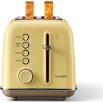 Buydeem DT620-MY, Toaster mit 900 Watt, Edelstahlgehäuse, Aufwärm- und Auftaufunktion, Gelb