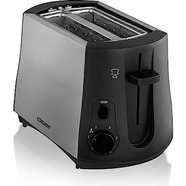 Cloer 3419 Toaster für 2 Toastscheiben, 825 W, integrierter Brötchenaufsatz, Nachhebevorrichtung, Krümelschublade, wärmeisoliertes Edelstahlgehäuse, Schwarz, Edelstahl – Bild 5