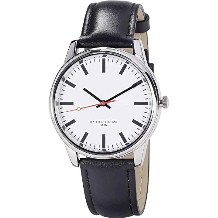 EUROTIME Funk Armbanduhr 62528, Edelstahl Gehäuse 40mm, Lederarmband, schwarz – Bild 3