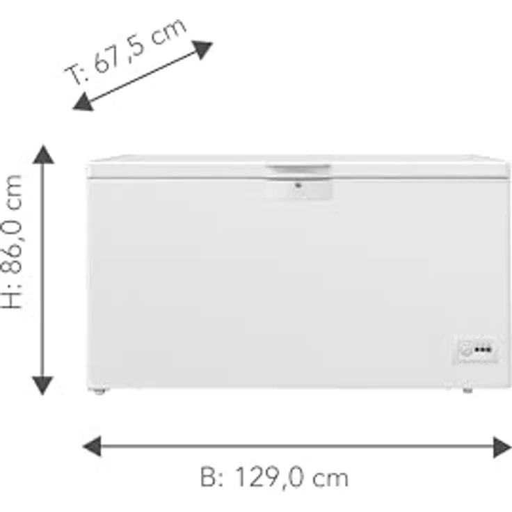 Beko HSM37540 Gefriertruhe groß, MinFrost, Temperaturalarm, 4 Gefriergutkörbe, abschließbar, 360 l Nutzvolumen, 36 db(A), Weiß – Bild 2