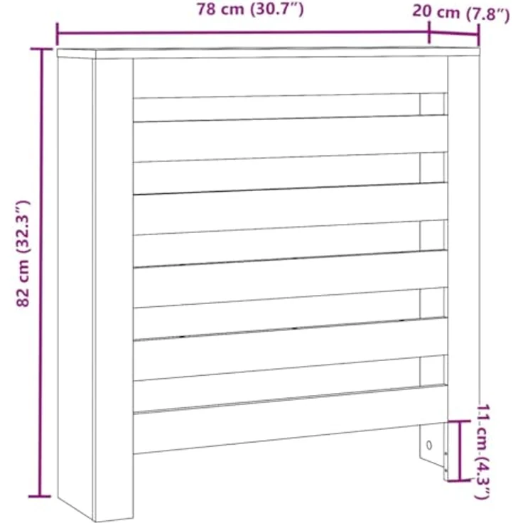 vidaXL Heizkörperverkleidung Weiß, Holzwerkstoff mit modernem Latten-Design, 78x20x82 cm – Bild 3