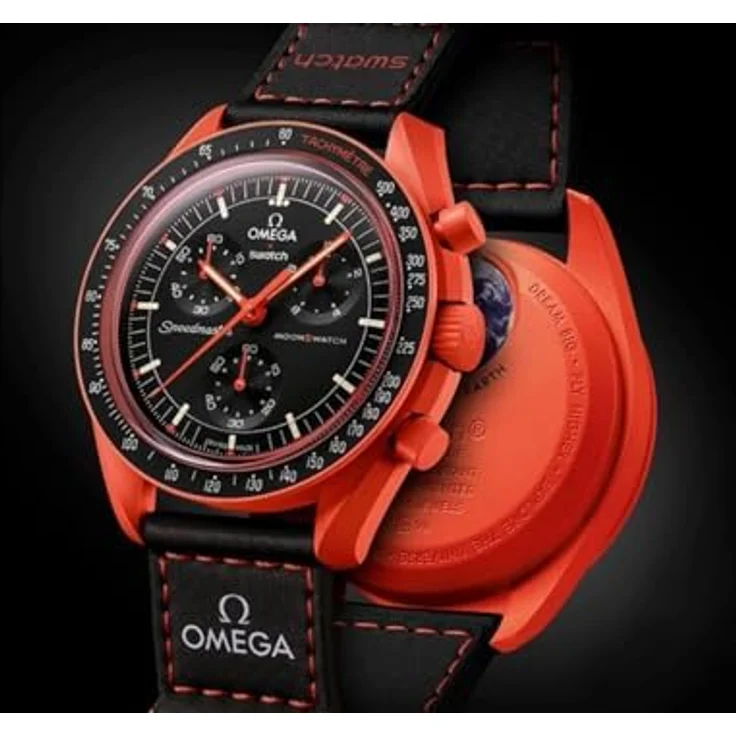 Swatch Chronograph Omega Moonswatch Mission on Earth Lava SO33O100, Bioceramic Gehäuse, Super-LumiNova® beschichtet, Schwarz-Orange – Bild 4