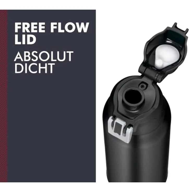 THERMOS ULTRALIGHT STRAP BOTTLE 1,00 l, black mat, Thermosflasche aus Edelstahl, 10 h heiß / 20 h kalt, Isolierflasche mit Hülle und Tragegurt, Thermoskanne extrem leicht, spülmaschinenfest, BPA-Free – Bild 3