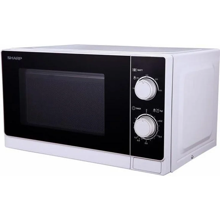 Sharp R-600WW Kombi-Mikrowelle, 20 L, 800 W, Schwarz-Weiss, mit Grillfunktion und intuitivem Drehregler