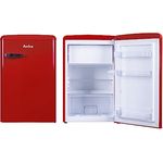 Amica KSR 361 160 R Kühlschrank mit Gefrierfach/Chili Red (Rot) / 88cm Höhe/Retro-Design/LED-Beleuchtung/Gemüseschublade
