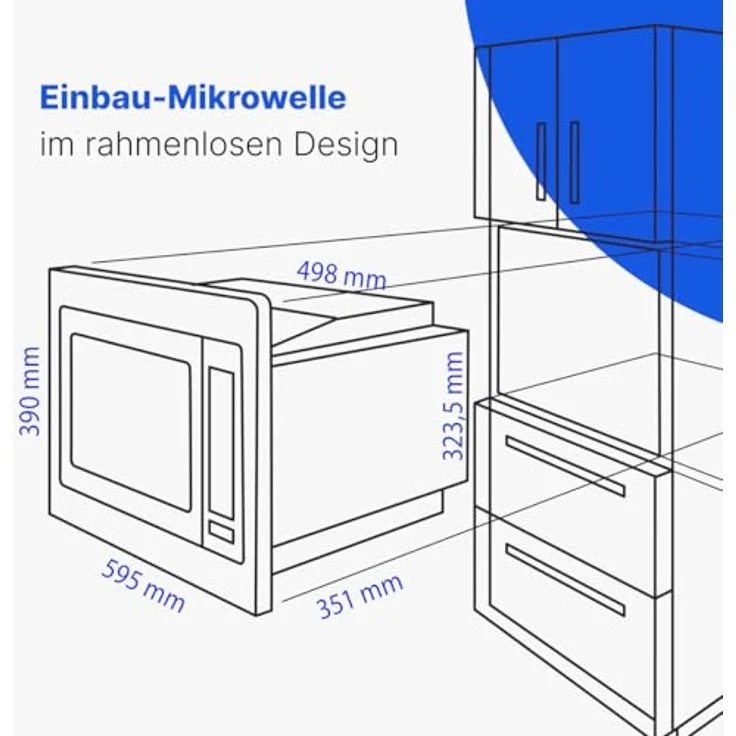 Bomann® Einbau Mikrowelle mit Grill und Heißluft | 25L Garraum, 900W, schwarz-matt – Bild 5
