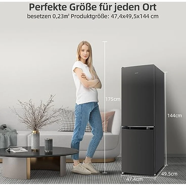 CHIQ CBM159LEBD Freistehender Kühlschrank mit Gefrierfach 157L,Kühl-Gefrierkombination, Low-frost, 144 cm hoch,47 cm breit,Ultraleise 39 db,12 Jahre Garantie auf den Kompressor – Bild 4