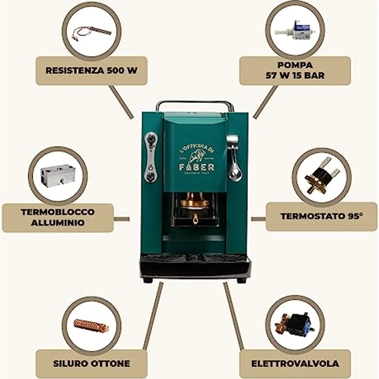 Faber Coffee Machines Pro Deluxe Espressomaschine ESE Pad 44 mm, einfache Reinigung, Tassenwärmer, schnelles Aufheizen, Chrom-Finish – Bild 7