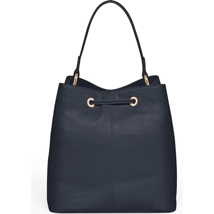 Lazarotti Bologna Leather Beuteltasche, Handtasche aus hochwertigem Leder mit Reißverschluss- und Steckfach, 25 cm, schwarz – Bild 4