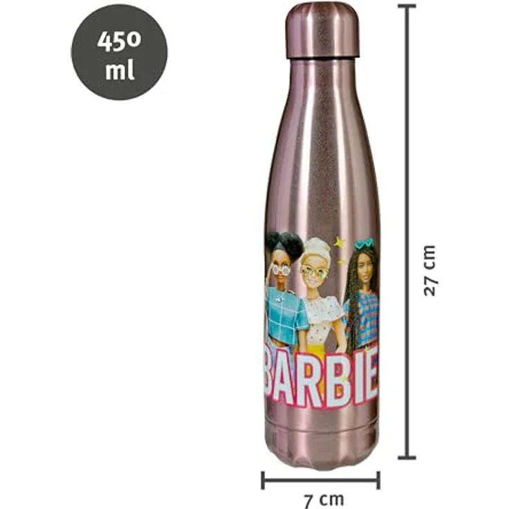 Undercover Barbie Edelstahl Isolierflasche 450ml - Auslaufsicher - doppelwandiges Edelstahl - Mädchen Design – Bild 2