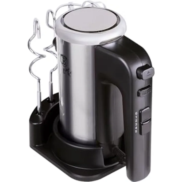 Berlinger Haus Handmixer mit Stand BH/9368, 300 W, schwarz-silber, inklusive 2 Rührbesen und 2 Knethaken