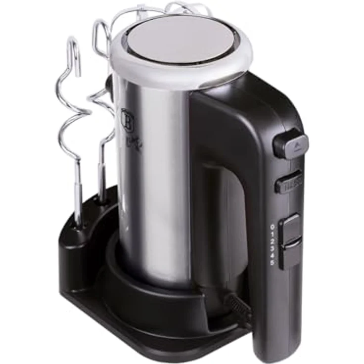 Berlinger Haus Handmixer mit Stand BH/9368, 300 W, schwarz-silber, inklusive 2 Rührbesen und 2 Knethaken – Bild 1