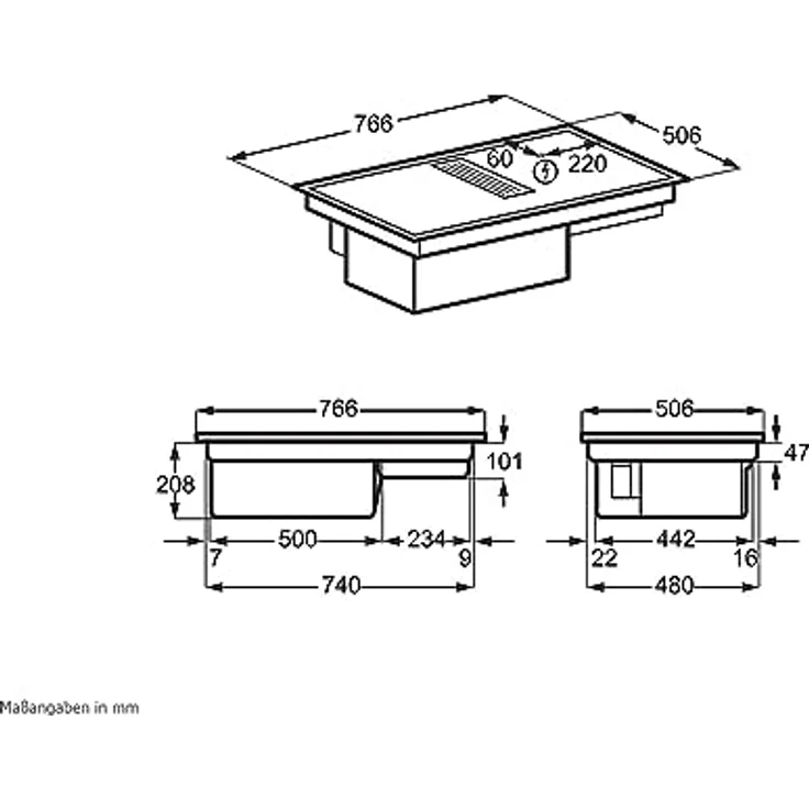 AEG CCE84543XB Kochfeld mit Dunstabzug, Einbaugerät, A+, Breite 80 cm, schwarz, edelstahl – Bild 9