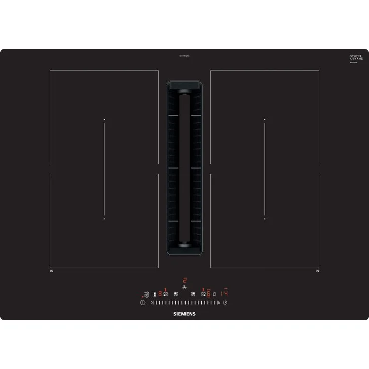 Siemens iQ500 ED711FQ15E Kochfeld mit Dunstabzug, Induktion, 70 cm, Rahmenlos aufliegend, touchSlider-Bedienung, Kombi-induktion, powerBosst, schwarz – Bild 1