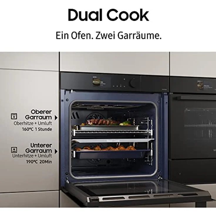 Samsung NV7B44503DB/U1 Einbaubackofen,76 ℓ, Dual Cook Flex, Pyrolytische Selbstreinigung, SmartThings Cooking, XXL-Garraum, Black Stainless Steel – Bild 4