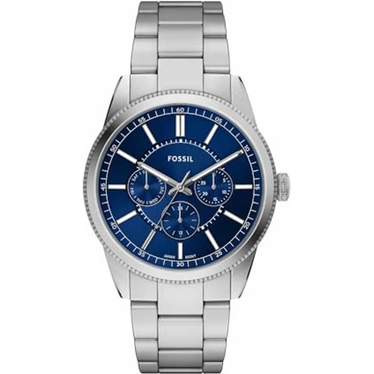 FOSSIL Pearson Herrenuhr, Quarz Multifunktionswerk, 42 mm Edelstahlgehäuse, blaues Zifferblatt, Edelstahlarmband, wasserdicht bis 50 m – Bild 1