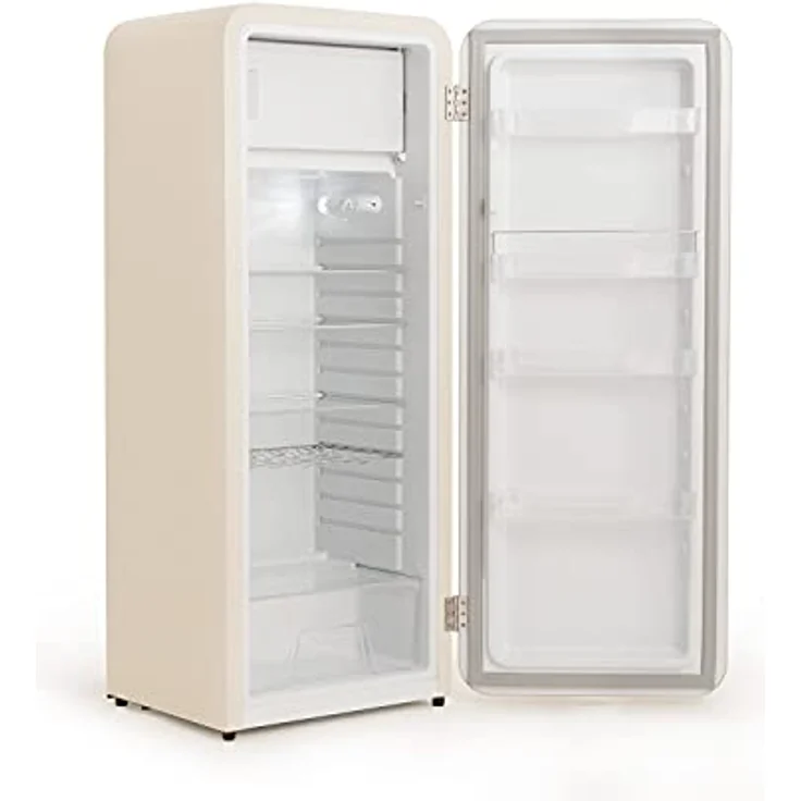 CREATE Retro Fridge 150, Kühlschrank mit Gefrierfach 281L in Cremeweiß und Griff Rosa-Gold, 3 Ablagen, Energieeffizienz, 150cm Höhe, 60x60x150cm – Bild 5