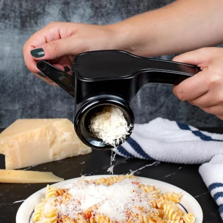Microplane rotierende Reibe 21,3 cm, Edelstahl mit ergonomischer Kurbel, rutschfestem Griff und integriertem Auffangbehälter – Bild 5