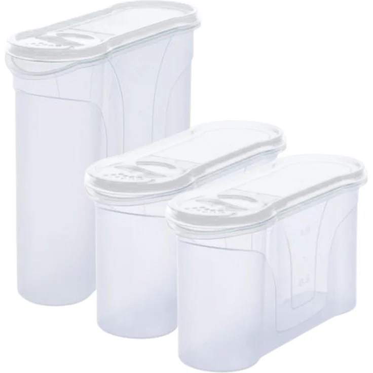 Novaliv Schüttdosen Set, 3er SPARSET mit 2,4l + 1,3l + 1,3l Vorratsdosen mit Deckel für Müsli, Mehl und Zucker, luftdicht und ideal für Küchenorganisation