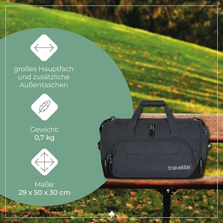 Travelite Kick Off Weekender Reisetasche M 50 cm, dunkel anthrazit, 100% Polyester, 50 x 29 x 30 cm – Bild 3