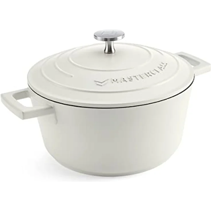 MasterClass Kleine Auflaufform mit Deckel 2,5 l/20 cm, leichter Aluminiumguss, Induktionsherd und ofenfest, Creme – Bild 1