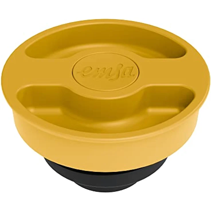Emsa N41708 Motiva Isolierkanne | 1 Liter | Quick-Press-Verschluss | 12h heiß, 24h kalt | Glaskolben | Made in Germany | Nordisches Design | Gelb – Bild 3