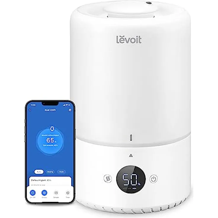 LEVOIT 3L Top Fill Luftbefeuchter, 360° Drehbare Düse Cool Mist Humidifier, 300 ml/H Nebelvolumen, 26dB leise, 25H BPA-Frei Raumluftbefeuchter & Aroma Diffuser für Kinderzimmer Schlafzimmer Pflanzen