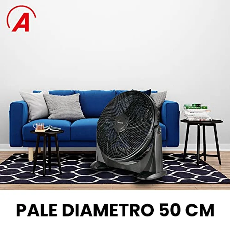 ARDES - AR5A51 Leiser Bodenventilator 5 FLÜGEL SPACE 51 - Bodenventilator ganz in Schwarz mit vertikaler Neigung und manueller Steuerung - Bodenventilator Ardes 3 Geschwindigkeiten – Bild 3
