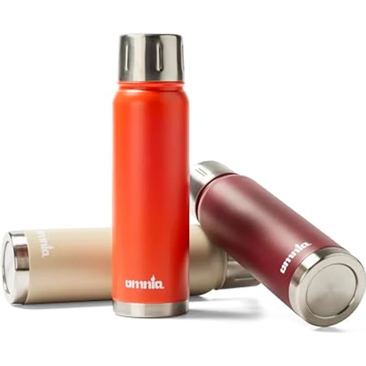 Omnia Edelstahl Vakuum-Isolierflasche, Doppelwandig, LFGB-Zertifiziert, Auslaufsicher, Spülmaschinenfest, für Heiße und Kalte Getränke, Orange – Bild 3