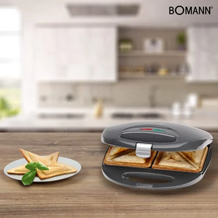 Bomann ST 5016 CB Sandwich-Toaster mit Antihaftbeschichtung und Überhitzungsschutz, grau – Bild 5