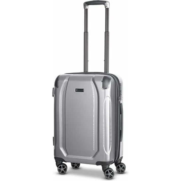 bugatti Valencia Handgepäck Koffer | Cabin Max Trolley 4 Rollen, arretierbarer Griff, Kreuzpackgurt | 38 cm x 24 cm x 55 cm, Schwarz – Bild 1