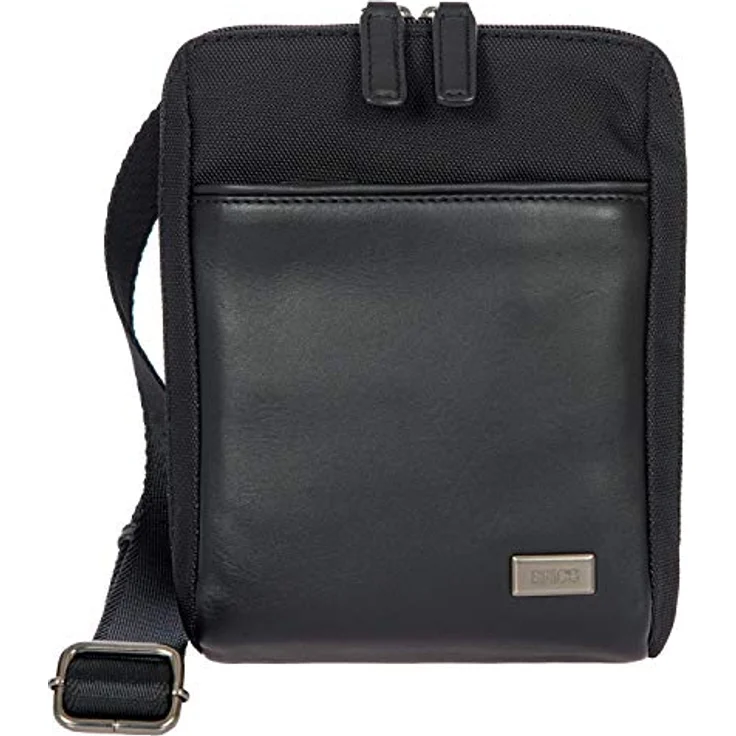 Brics Monza Handtasche, kompakte Schultertasche aus Leder und Nylon, Schwarz, mit organisiertem Innenraum und verstellbarem Schultergurt – Bild 1