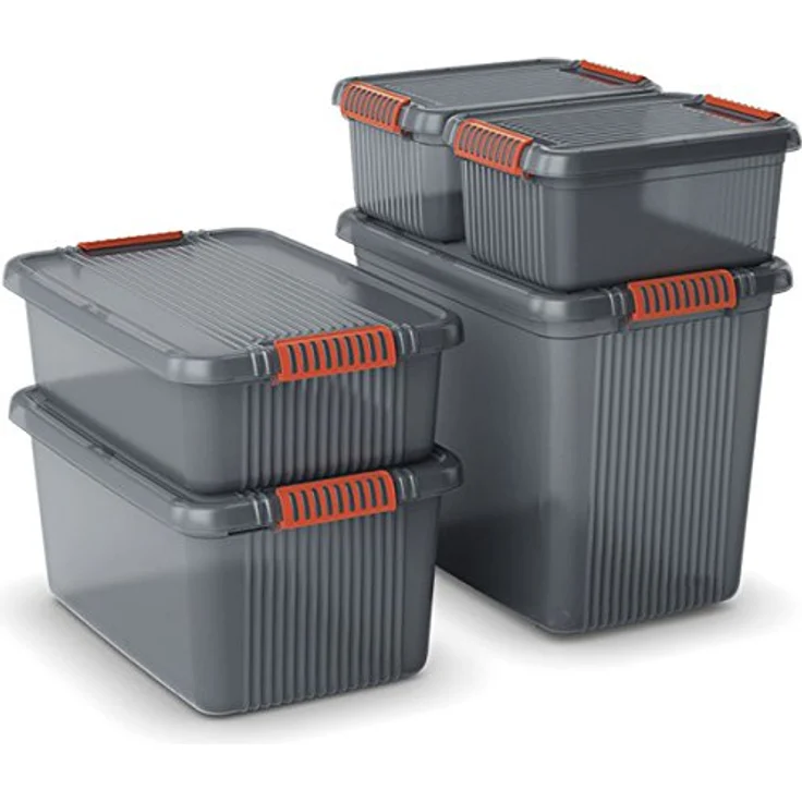 KIS Aufbewahrungsbox K Latch Box 28 Liter in rauchgrau-orange, Plastik, 59x39x18 cm – Bild 2