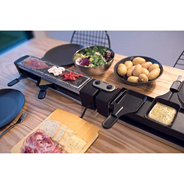 Livoo Raclette und Grill anpassbar 1280 W, 8 Pfännchen Schwarz, Granit – Bild 4