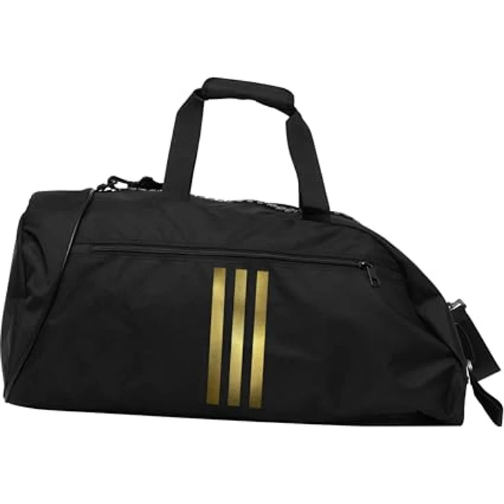 adidas Performance 2in1 Sporttasche, faltbare Tasche/Rucksack aus strapazierfähigem Polyester für Kampfsportarten, mit Außentaschen, Schwarz – Bild 3