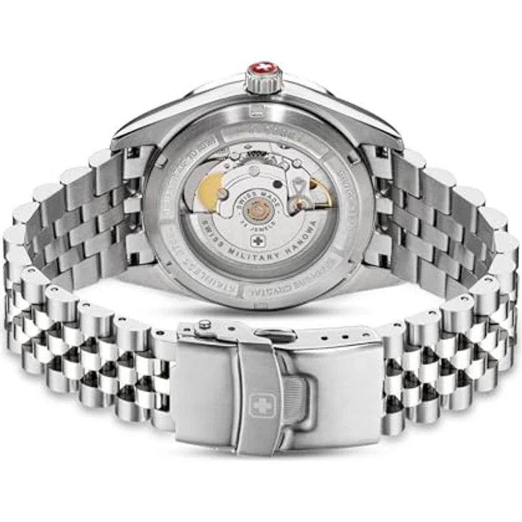 Swiss Military Hanowa Herren Analog Schweizer Automatikwerk Uhr mit Edelstahl Armband SMWGL0002101, Schwarz/Silber, Saphirglas, 10 bar wasserdicht – Bild 3