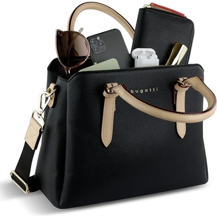 Bugatti Ella, Handtasche in Beige mit geräumigem Hauptfach, Smartphonefach und verstellbarem Schultergurt – Bild 4