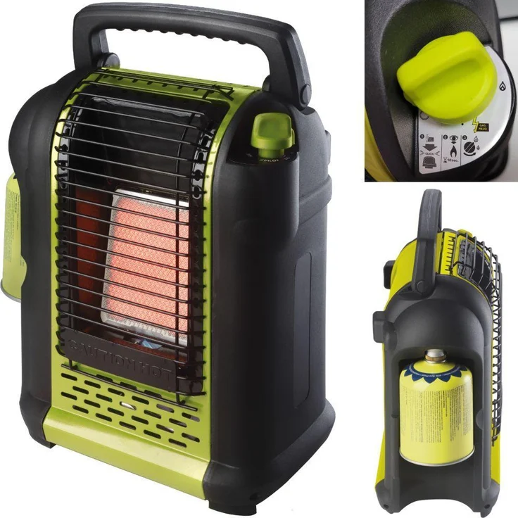 Meva OXYSTOP OLYMP 2kW Gastouristenheizung für Gaskartuschen, schwarze Heizplatte, tragbar mit geringer Gasverbrauch
