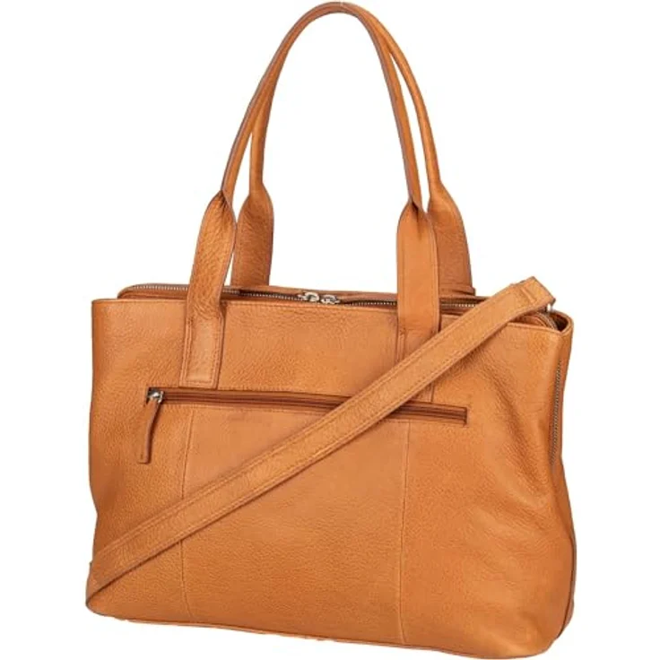 Burkely Shopper Soft Skylar, Einkaufstasche aus robustem Rindleder mit integriertem Laptopfach, schwarz – Bild 2