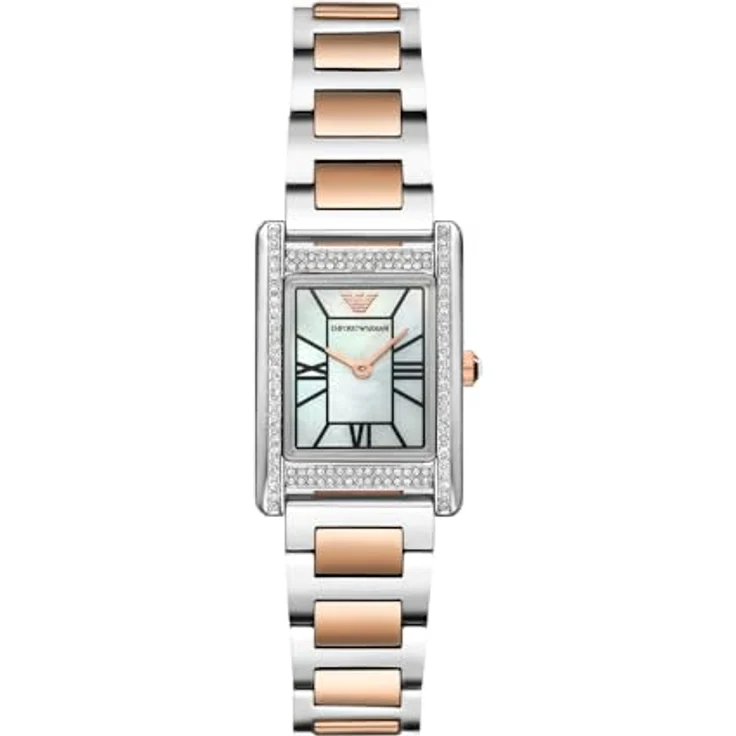 Emporio Armani Damen Quarz Uhr mit Edelstahl Armband AR11626, 32mm Gehäuse, 2-Zeiger-Analoganzeige, Perlmutt-Zifferblatt, wasserdicht bis 50m – Bild 1
