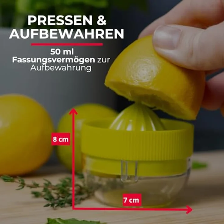 Westmark Kleine Zitruspresse mit Behälter und Deckel, Durchmesser: 7,2 cm, Fassungsvermögen: 100 ml, Kunststoff, Fresh and Fruity, Transparent-Grün, 30932280 – Bild 4